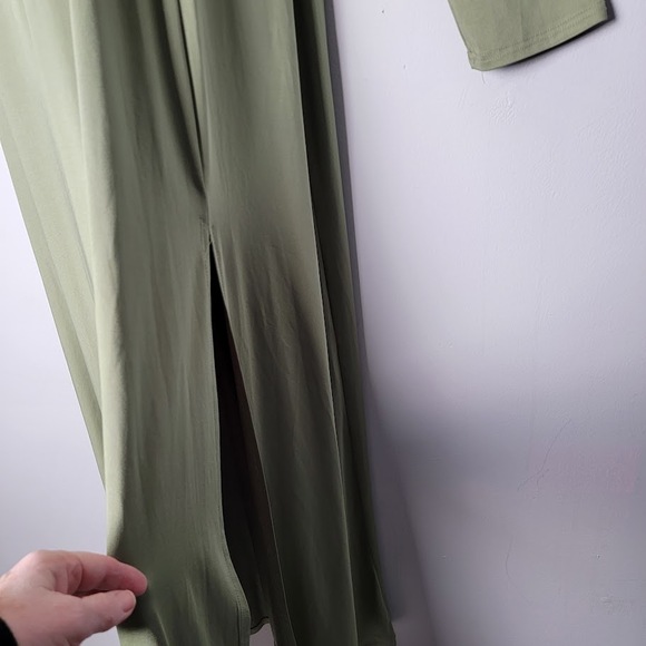 Baltic Born Arianna 3X Maxi Dress Deep V Neck Long Sleeve Olive Green Gown - Picture 4 of 9